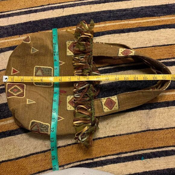 Charlie Bags Mini Tote Purse Tapestry Fabric Artsy Fringe Tassel‎ Funky - Picture 5 of 5